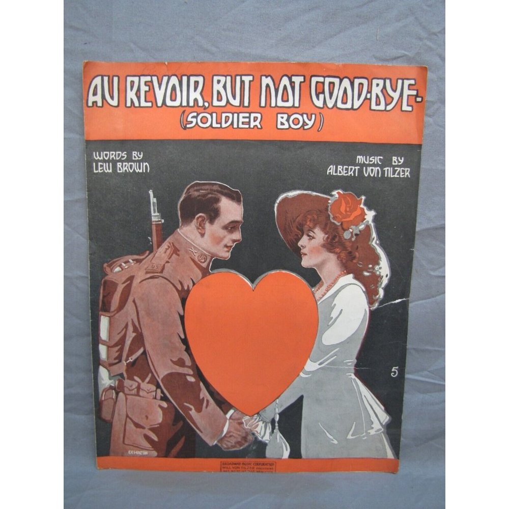 Antique 1900s "Au Revoir, But Not Good-Bye (Soldier Boy)" Sheet Music #143